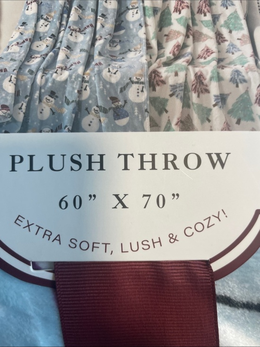 Blue Snowman Plush Throw Blanket